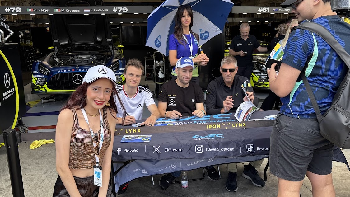 Izabela Dias com pilotos durante o WEC 6 Horas de São Paulo 2026